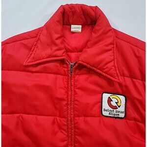 Vintage Red Puffer Jacket Detroit Diesel Allison Cap'n Jac Men's Size Large